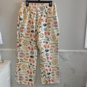 Mediterranean Patterned Cream Pants